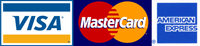 Credit Cards Accepted - Visa MasterCard Amex